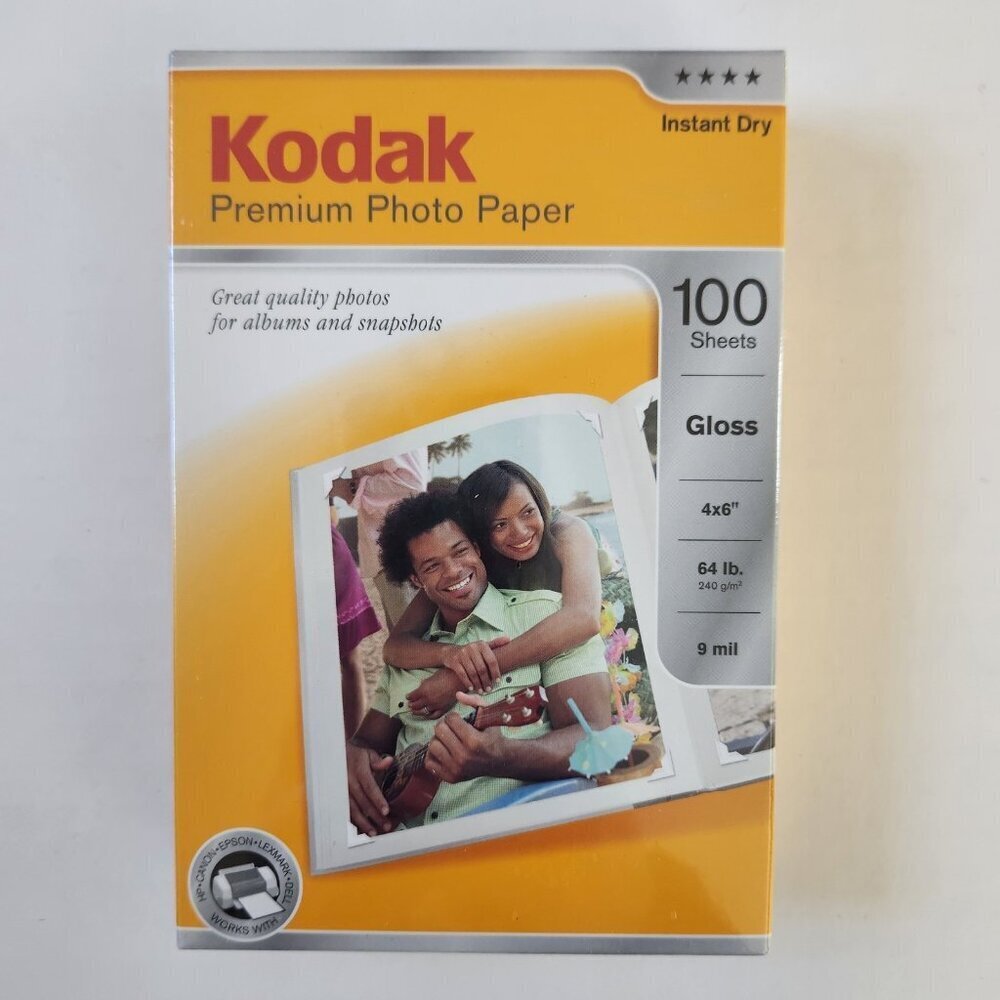 Kodak Premium Photo Paper‎ 100 Sheets Glossy 4x6 Instant Dry Factory Sealed New